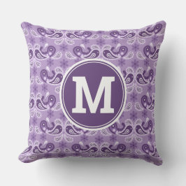 Cute Shabby chic Lila och white Paisley Monogram Kudde