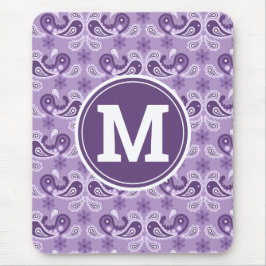 Cute Shabby chic Lila och white Paisley Monogram Musmatta