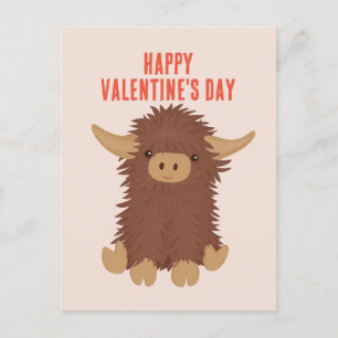 Cute, shaggy Highland coclassroom Valentine Vykort
