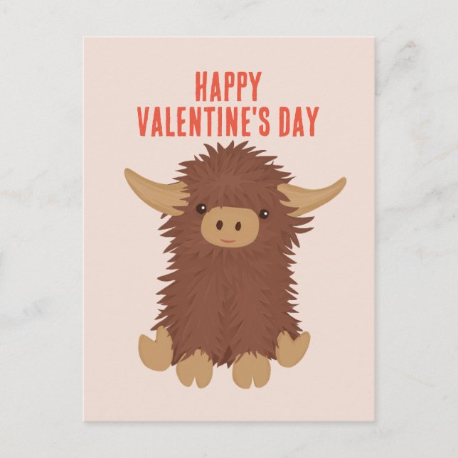 Cute, shaggy Highland coclassroom Valentine Vykort (Framsida)