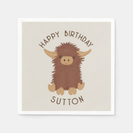 Cute, shaggy Highland kon anpassad design Pappersservett