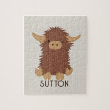 Cute, shaggy Highland kon anpassad design