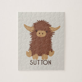 Cute, shaggy Highland kon anpassad design Pussel