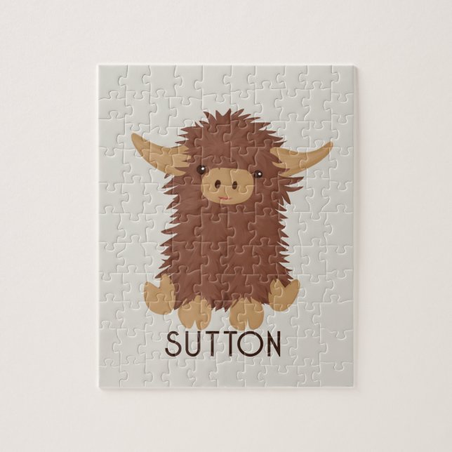 Cute, shaggy Highland kon anpassad design Pussel (Vertikal)