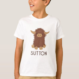 Cute, shaggy Highland kon anpassad design T Shirt