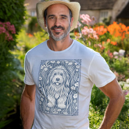 Cute Shaggy Hund på en gammal engelsk Garden T Shirt