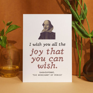 Cute Shakespeare Birthday Wish Mörk Academia Kort