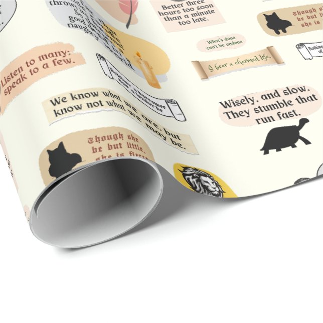 Cute Shakespeare inspiration citerar Nerdy Literar Presentpapper (Rullad Hörn)
