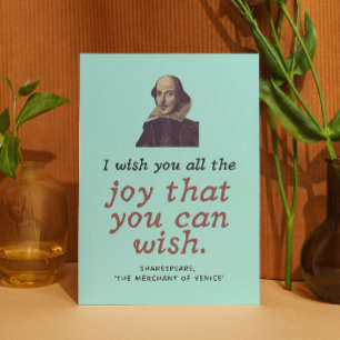 Cute Shakespeare Joy Quote Mörk Academia Birthday Kort