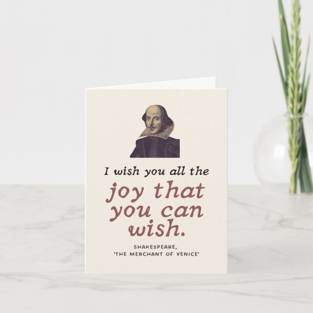 Cute Shakespeare Quote Mörk Academia Birthday Kort (Framsida)