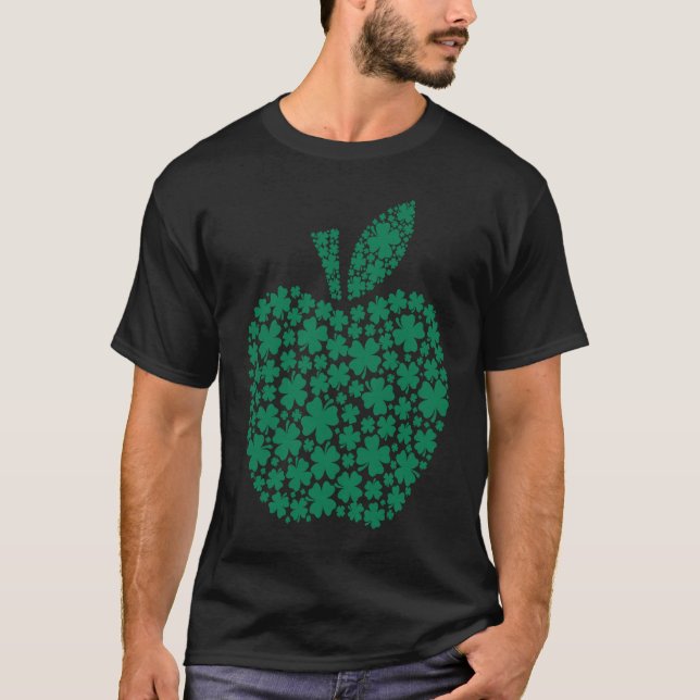 Cute Shamrock C Apple Teacher Student St Patrick's T Shirt (Framsida)