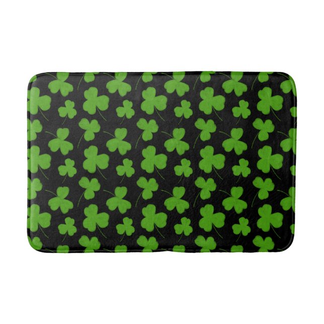 Cute Shamrock Mönster Black Badrumsmatta (Framsidan)