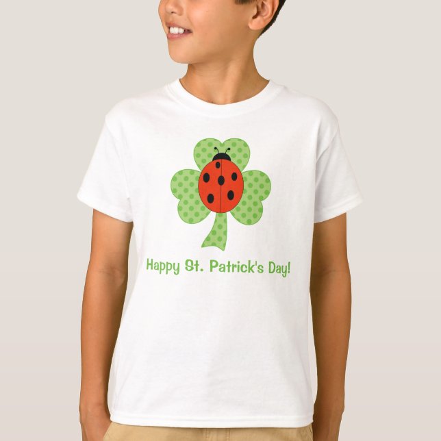 Cute Shamrock Polka dots St. Patricks Day ladybug Tee (Framsida)