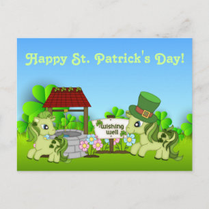 Cute Shamrock Ponies Lycklig St. Patrick's Day Hor Vykort
