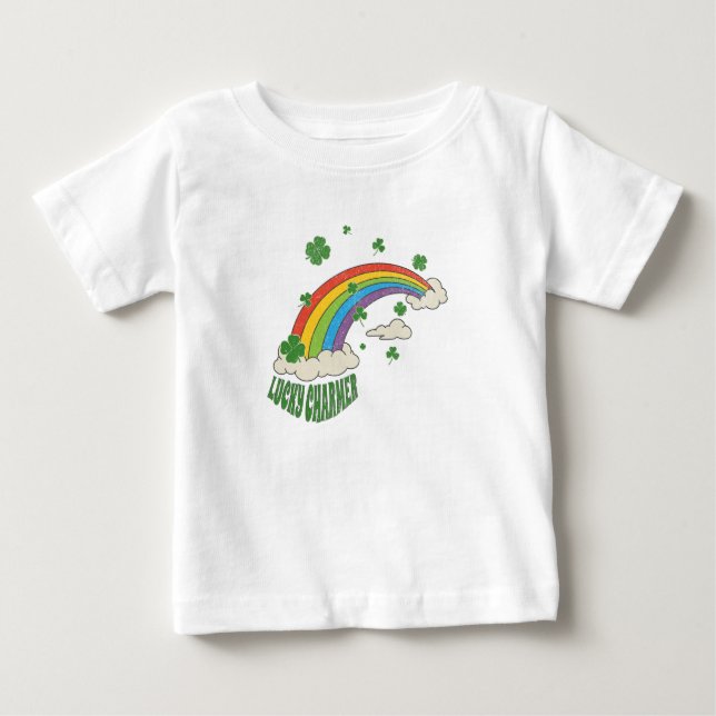 Cute Shamrock Rainbow St patrick's day T Shirt (Framsida)