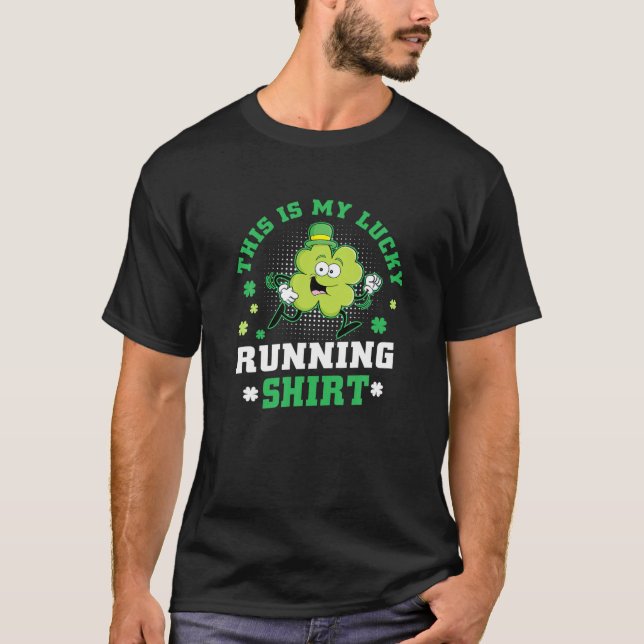 Cute Shamrock Running St patricks day Lucky Runnin T Shirt (Framsida)