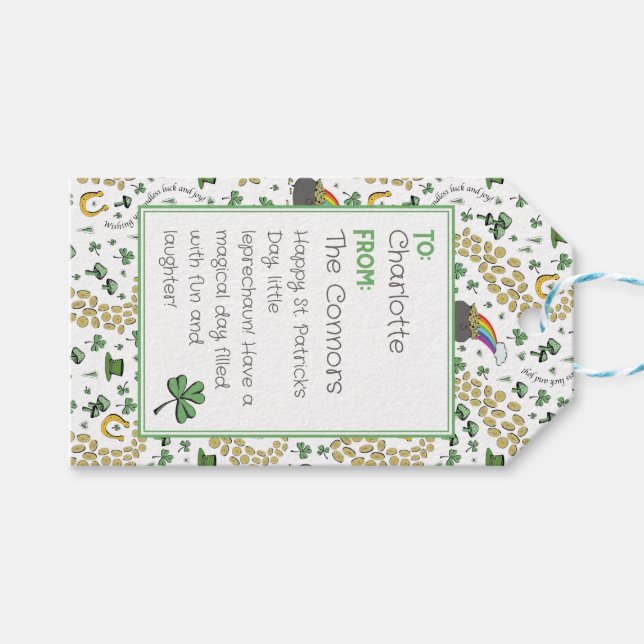 Cute Shamrocks Mönster St patricks day TO FRÅN Presentetikett (Framsidan (Horisontell))