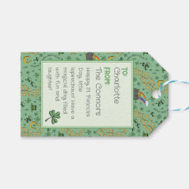 Cute Shamrocks Mönster St patricks day TO FRÅN Presentetikett