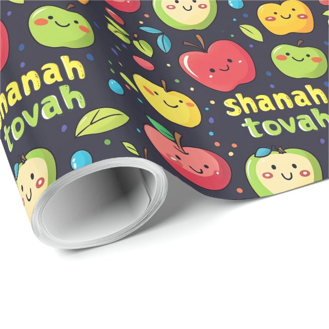 🍎 Cute Shanah Tovah med äpplen Presentpapper (Rullad Hörn)