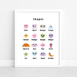 Cute Shapes Nursery Education | Kasta pastellforme Poster