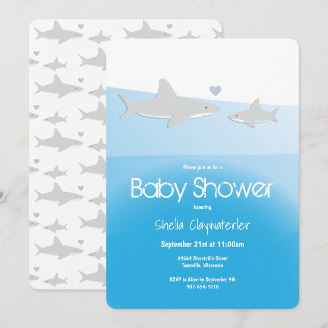 Cute Shares and Ocean Lodrät Baby Shower Inbjudningar (Fram/baksida)