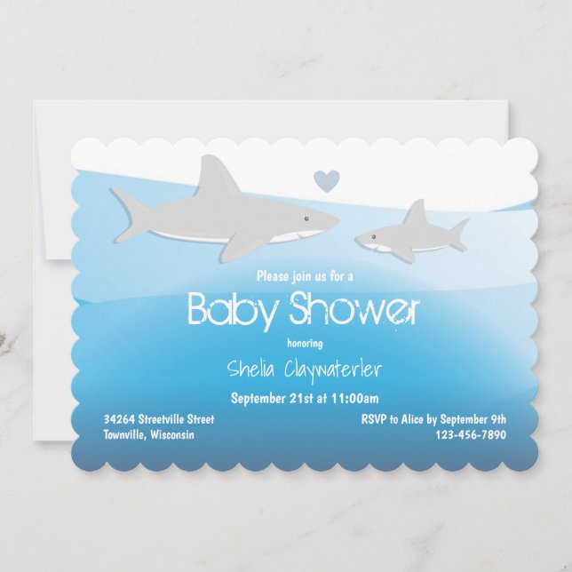 Cute Shares under Sea Baby Shower Inbjudningar (Framsida)