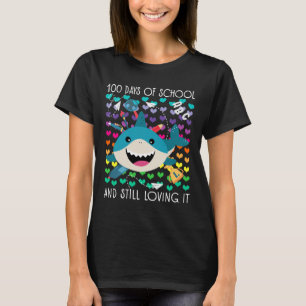 Cute Shark 100 dagar i skolan och fortfarande leve T Shirt