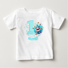 Cute Shark 1:a födelsedag Personlig Boy T Shirt
