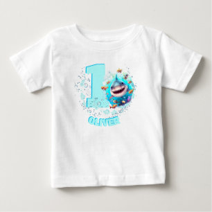 Cute Shark 1:a födelsedag Personlig Boy T Shirt