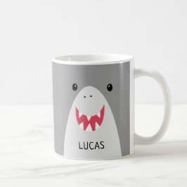 Cute Shark Ansikte Kaffemugg