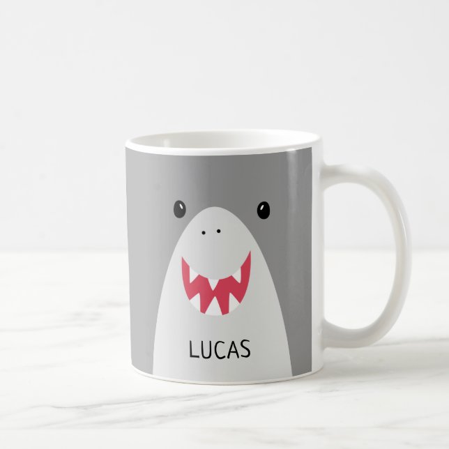 Cute Shark Ansikte Kaffemugg (Höger)
