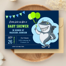 Cute Shark Baby Shower Inbjudningar