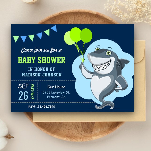 Cute Shark Baby Shower Inbjudningar (Skapare uppladdad)