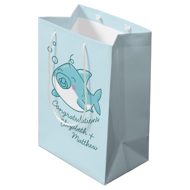Cute Shark Baby Shower Kawaii Blue Boy (Baksidan Vinklad)