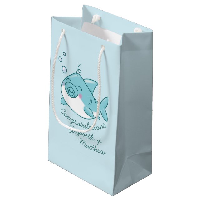 Cute Shark Baby Shower Kawaii Blue Boy (Baksidan Vinklad)