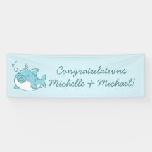 Cute Shark Baby Shower Kawaii Blue Boy