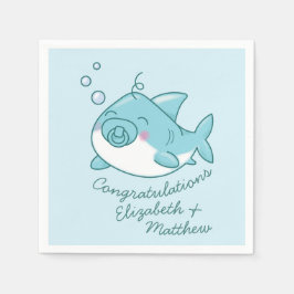 Cute Shark Baby Shower Kawaii Blue Boy Pappersservett