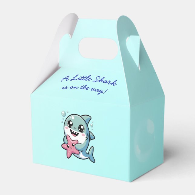 Cute Shark Baby Shower Kawaii Blue Presentaskar (Framsidan Sidan)