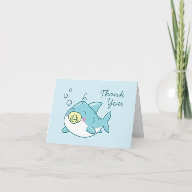 Cute Shark Baby Shower Kawaii Tack Kort (Framsida)
