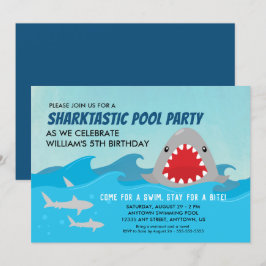 Cute Shark Bassäng Party | Födelsedagsfest för poj Inbjudningar