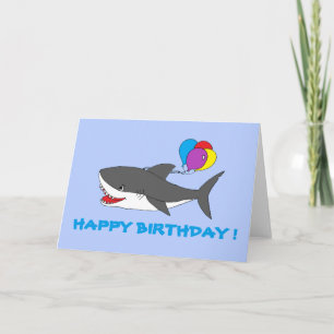 Cute Shark Birthday Card Kort