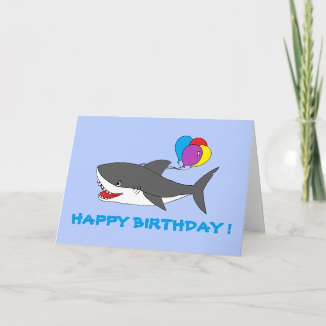 Cute Shark Birthday Card Kort (Framsida)