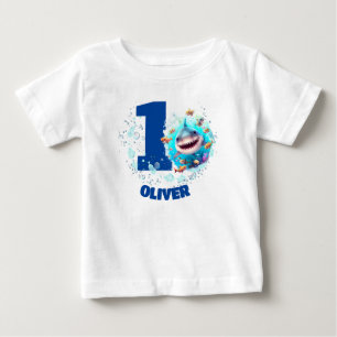 Cute Shark Birthday Personlig Boy T Shirt