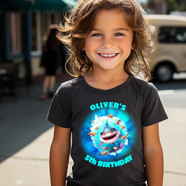 Cute Shark Birthday Personlig Boy T Shirt