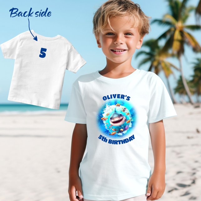Cute Shark Birthday Personlig Boy T Shirt (Cute Shark Birthday Personalized Boy Toddler T-shirt)