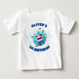 Cute Shark Birthday Personlig Boy T Shirt