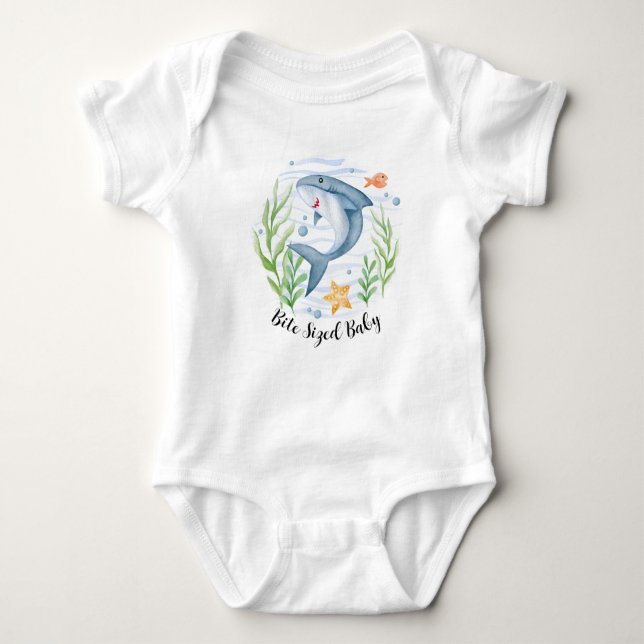 Cute Shark Bita Sized Baby T-Shirt under Sea (Framsida)