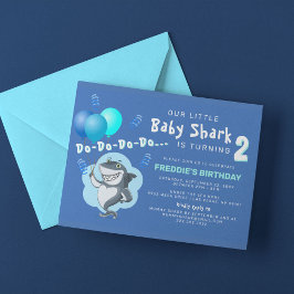 Cute Shark | Blåballonger födelsedag Inbjudningar