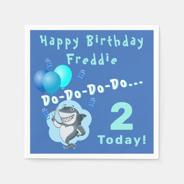 Cute Shark | Blåballonger födelsedag Pappersservett (Framsidan)