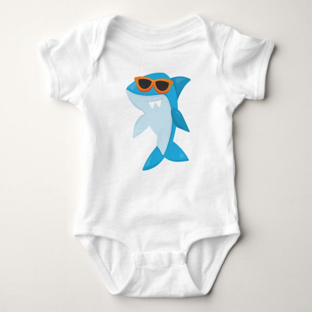 Cute Shark, Coola Shark, haj med solglasögon T Shirt (Framsida)